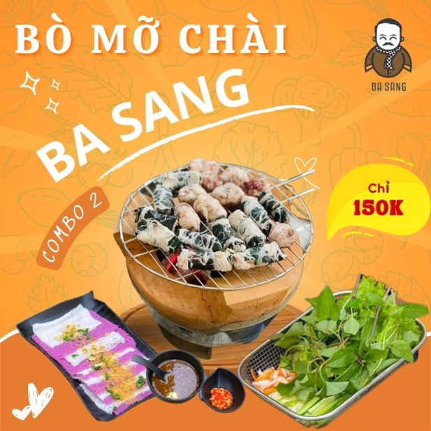 Bò Nướng Mỡ Chài Ba Sang